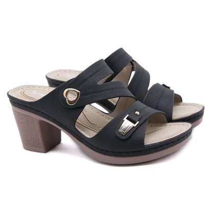 Women's Hollow Out Chunky Heeled Mules