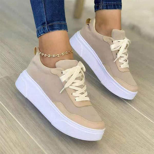 Women'S Platform Solid Color Casual Round Toe Lace-Up Shoes 58231281C