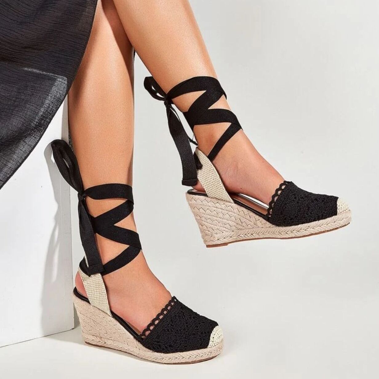 Comfortable Wedge Espadrilles: Women's Lace-Up Sandals for Beach Vacations