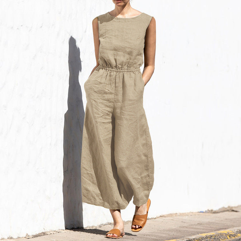 High Waist Sleeveless Loose Jumpsuit