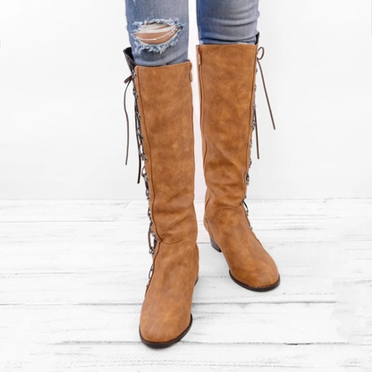 Round Toe High Side Zipper Boots