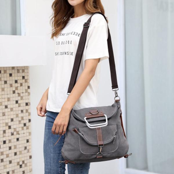 Casual Canvas Multipurpose Multi-pockets Backpack Crossbody Bag