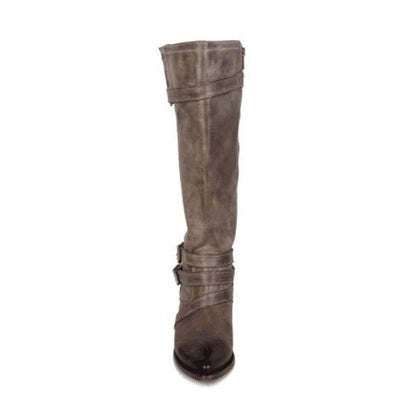 Women's High Shaft Belt Buckle Knight Boots with Chunky High Heels 26875201C