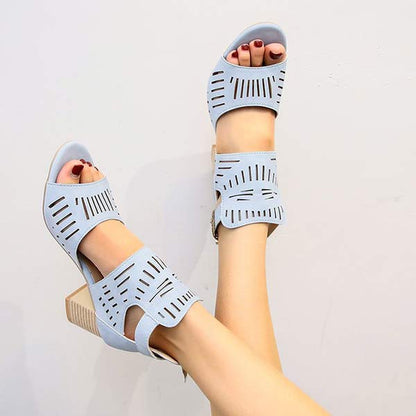 Women'S Hollow Chunky Heel High Heel Sandals 10470422C