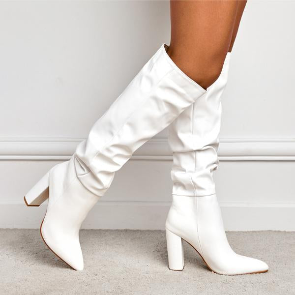 Women's Fashion Pointed Toe Chunky Heel Over the Knee Boots 92345338C