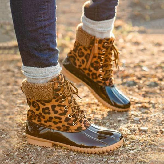 Women's Mid Boots Lace Up Fur Collar Snow Boots 86180179C