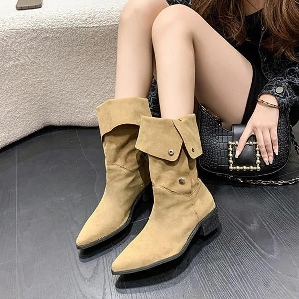 Women's Fashion Pointed Toe Chunky Heel Boots 72801033S