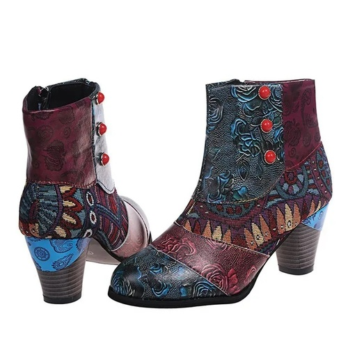 Personality Ethnic Stitching Booties