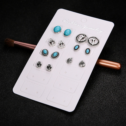 Boho Turquoise Stud Earring Set