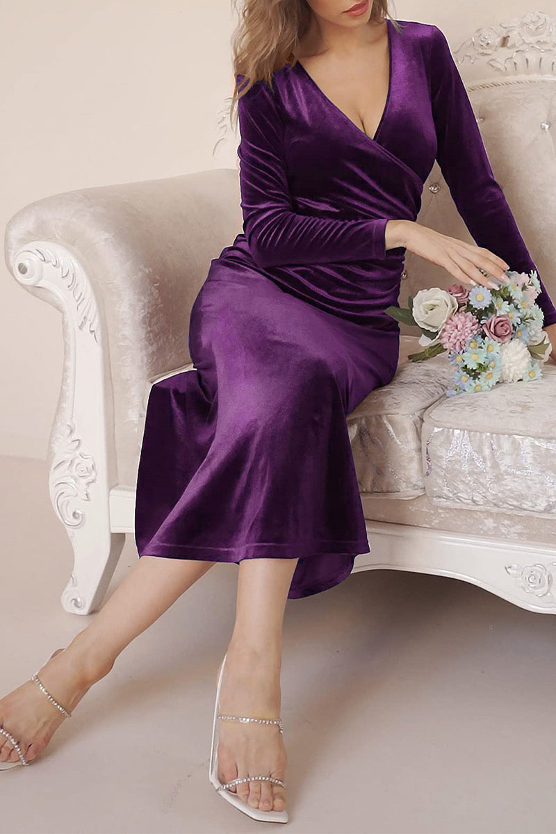 Sweet Elegant Solid Solid Color V Neck Evening Dress Dresses