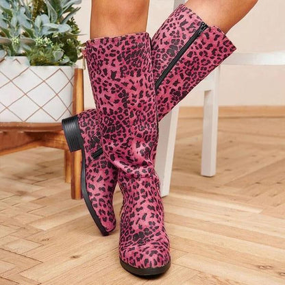 Women's Fashion Leopard Zipper Knee Boots 74247014S