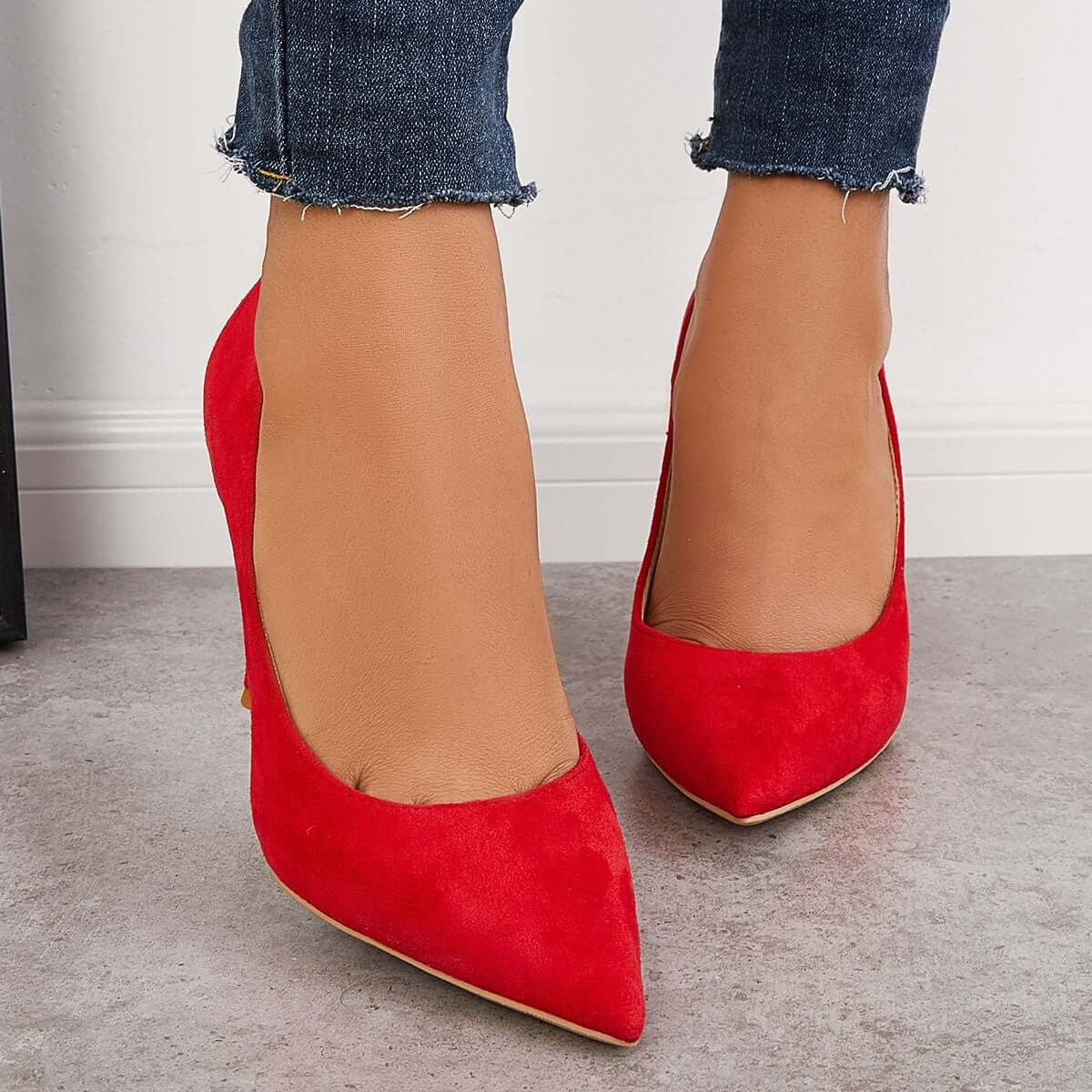 Classic Suede Pointed Toe Dress Pumps Stiletto High Heels