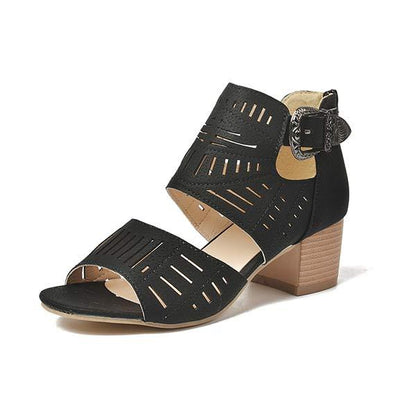 Women'S Hollow Chunky Heel High Heel Sandals 10470422C