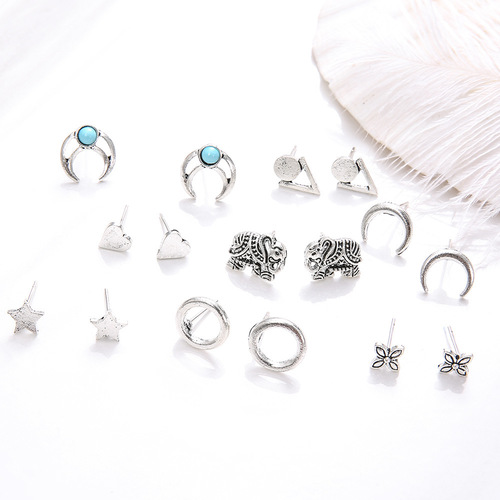 Boho Turquoise Stud Earring Set