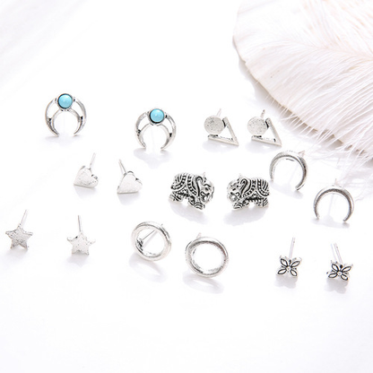 Boho Turquoise Stud Earring Set