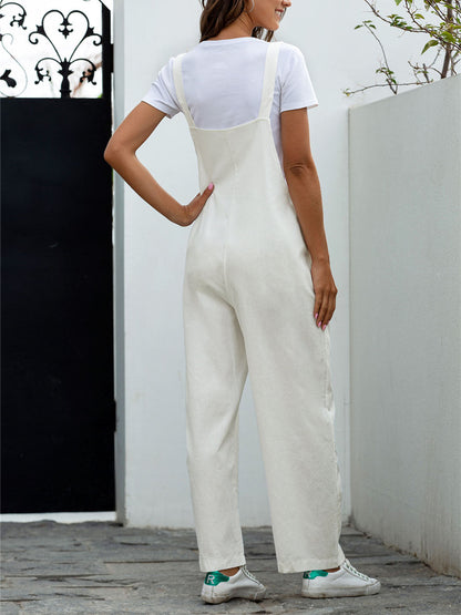 Sleeveless Square Neck Side Pocket Jumpsuits