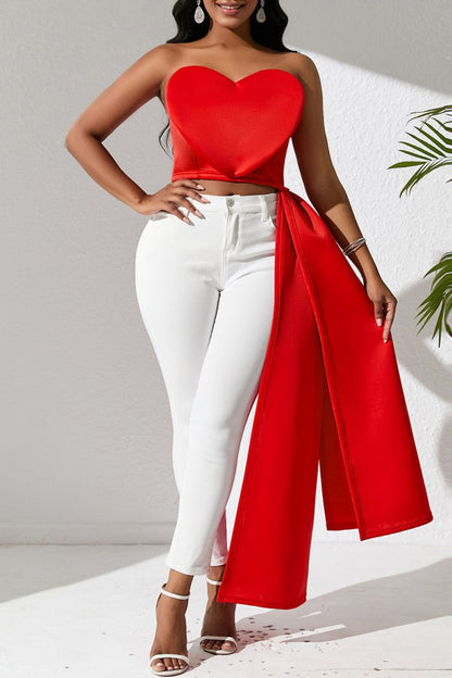 Sexy Solid Backless Asymmetrical Strapless Tops