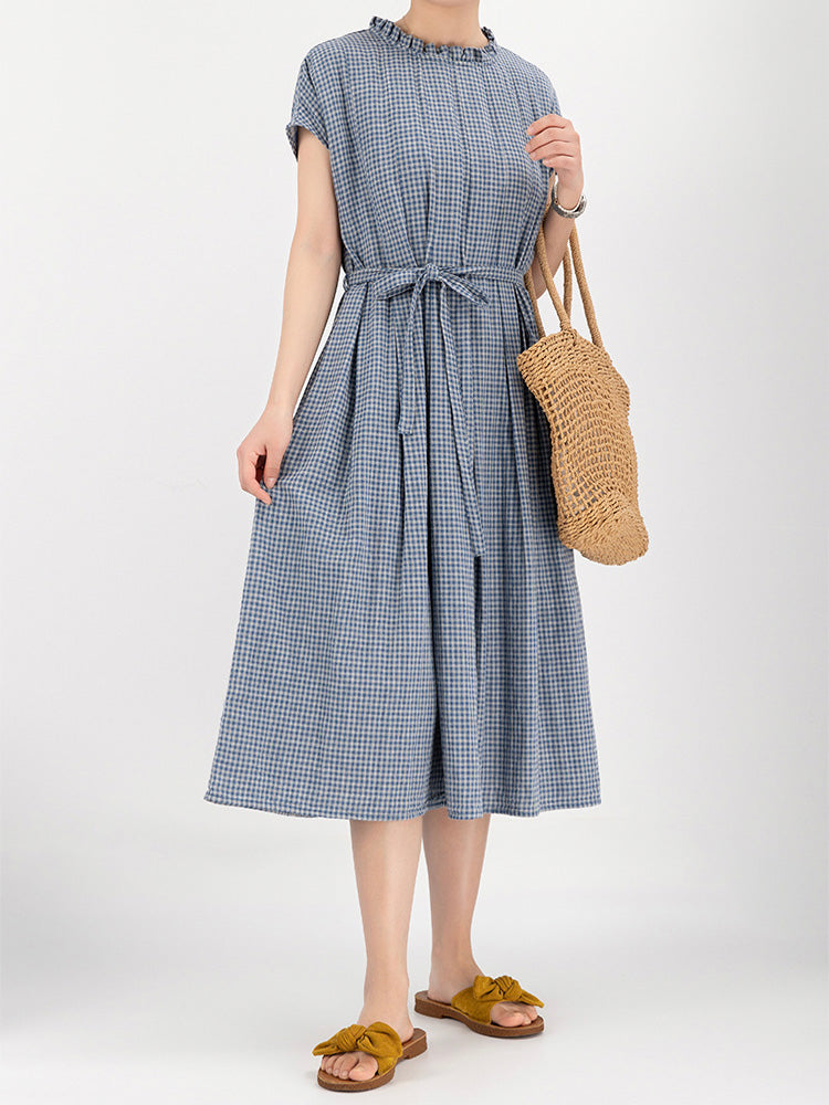 Soft Cotton Loose Midi Dress With Back Button Fastening