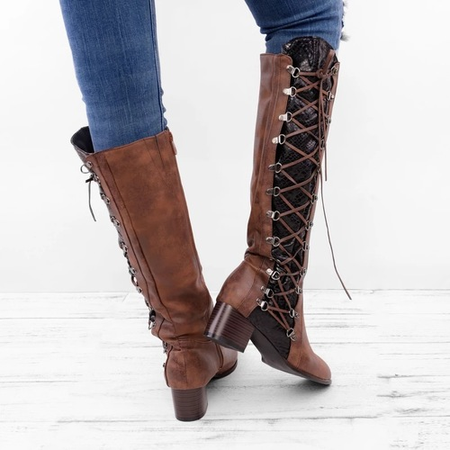 Round Toe High Side Zipper Boots