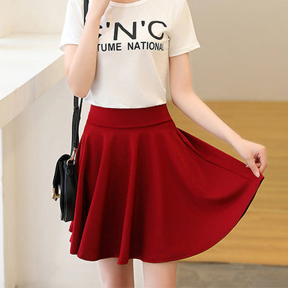 A-line Elastic Waist Pleated Skirts Attached Shorts