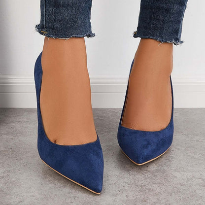 Classic Suede Pointed Toe Dress Pumps Stiletto High Heels