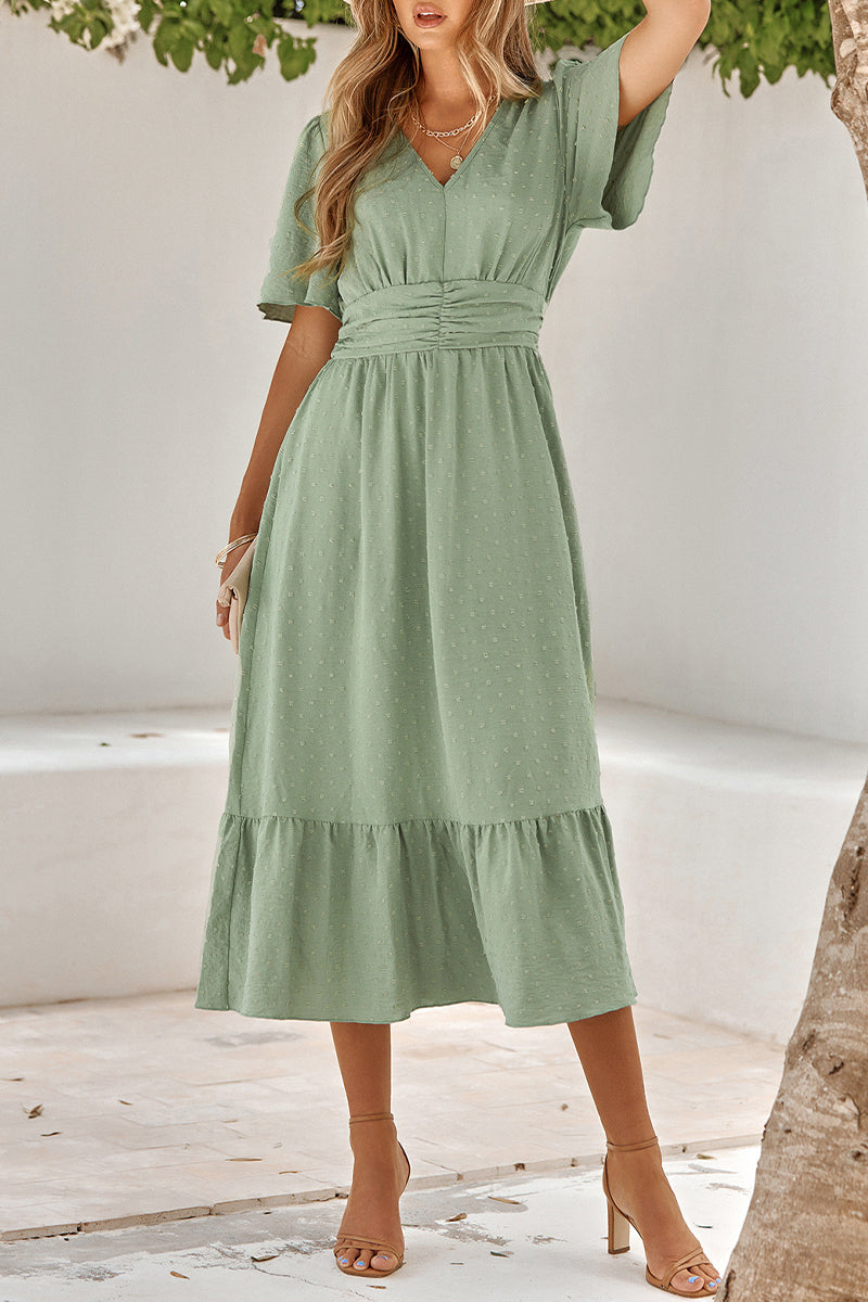 Sweet Elegant Solid Solid Color V Neck A Line Dresses