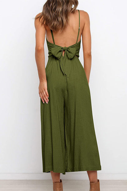 Casual Solid Solid Color Square Collar Loose Jumpsuits