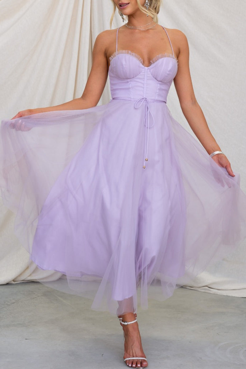 Sweet Elegant Solid Solid Color V Neck Princess Dresses