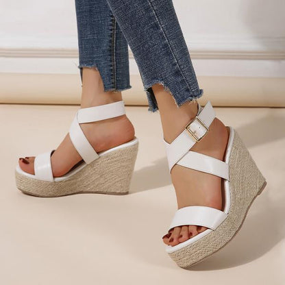 Women's Cross Strap Platform Wedge Open-Toe Sandals 02262971C