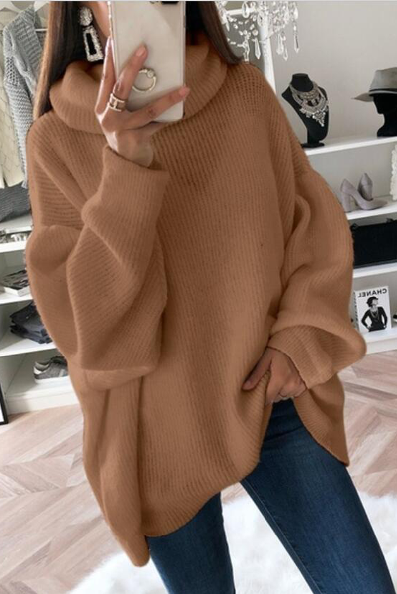 Fashion Solid Patchwork Turtleneck Tops(5 Colors)