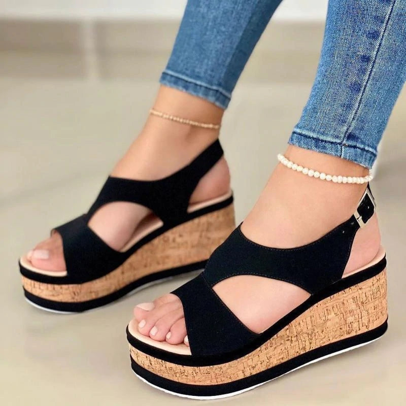 Women's Elegant Casual Daily Adjusting Buckle Wedge Heel Sandals