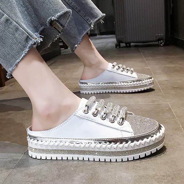 Women's Flat Rhinestone Thick Sole Casual Slippers 13542526C