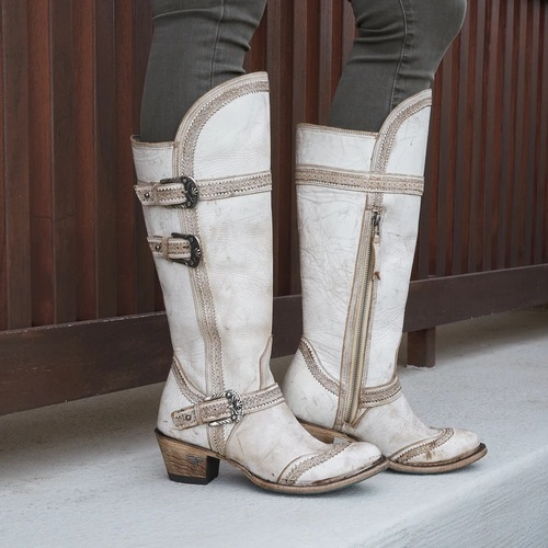 Side Zipper Lace Belt Buckle Boots