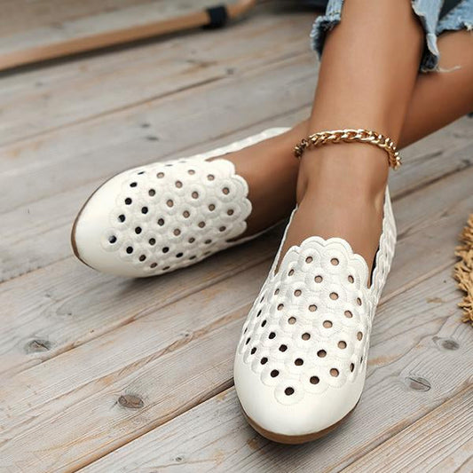 Women's Elegant Pointed Toe Hollow Flat Shoes 58450313S