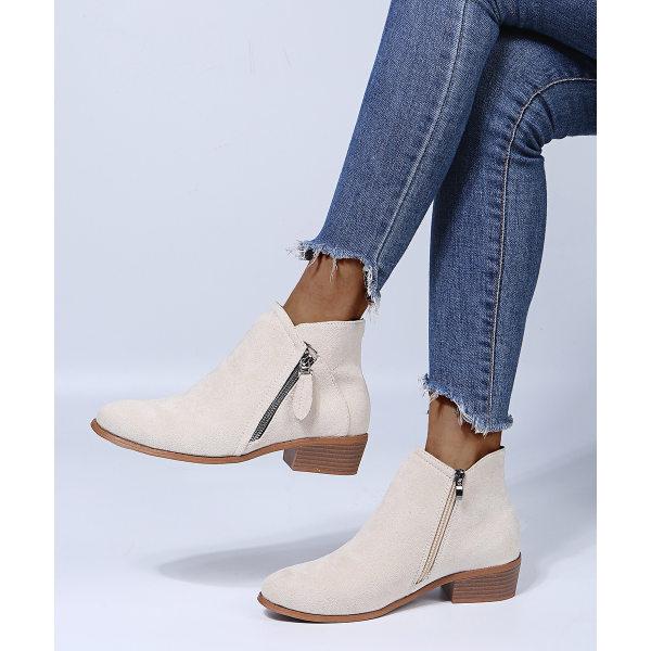 Women'S Chunky Heel Side Zip Ankle Boots 02413941