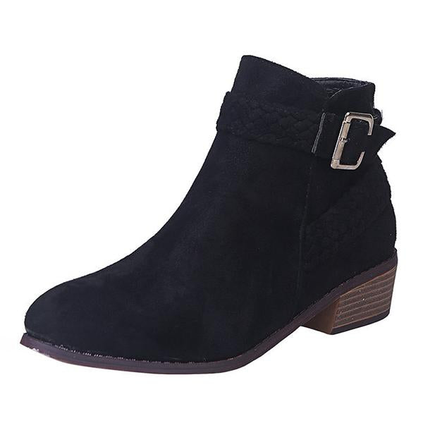 Women's Casual Side Zipper Chunky Heel Ankle Boots 88303133S