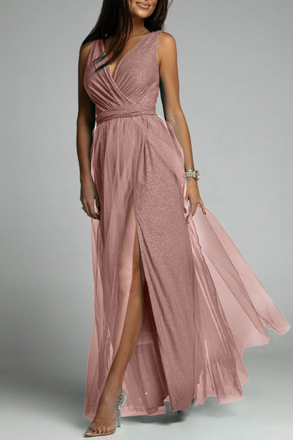 Elegant Formal Slit V Neck Princess Dresses