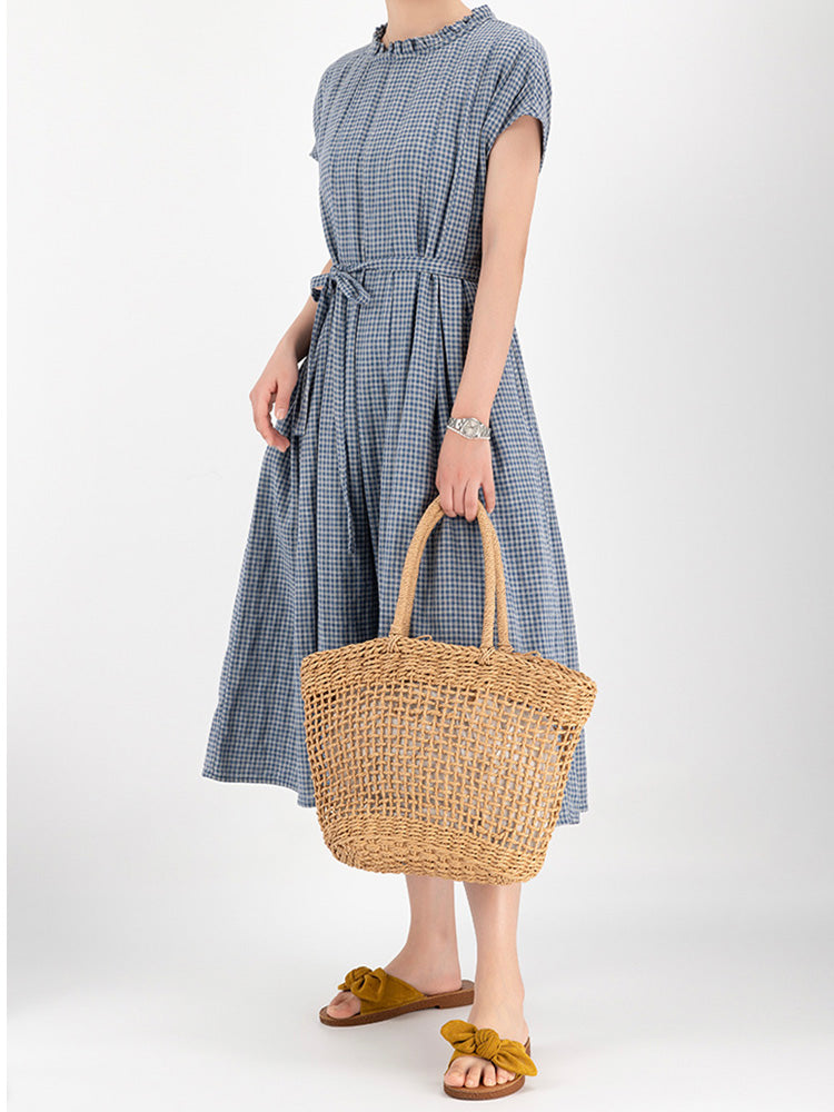 Soft Cotton Loose Midi Dress With Back Button Fastening