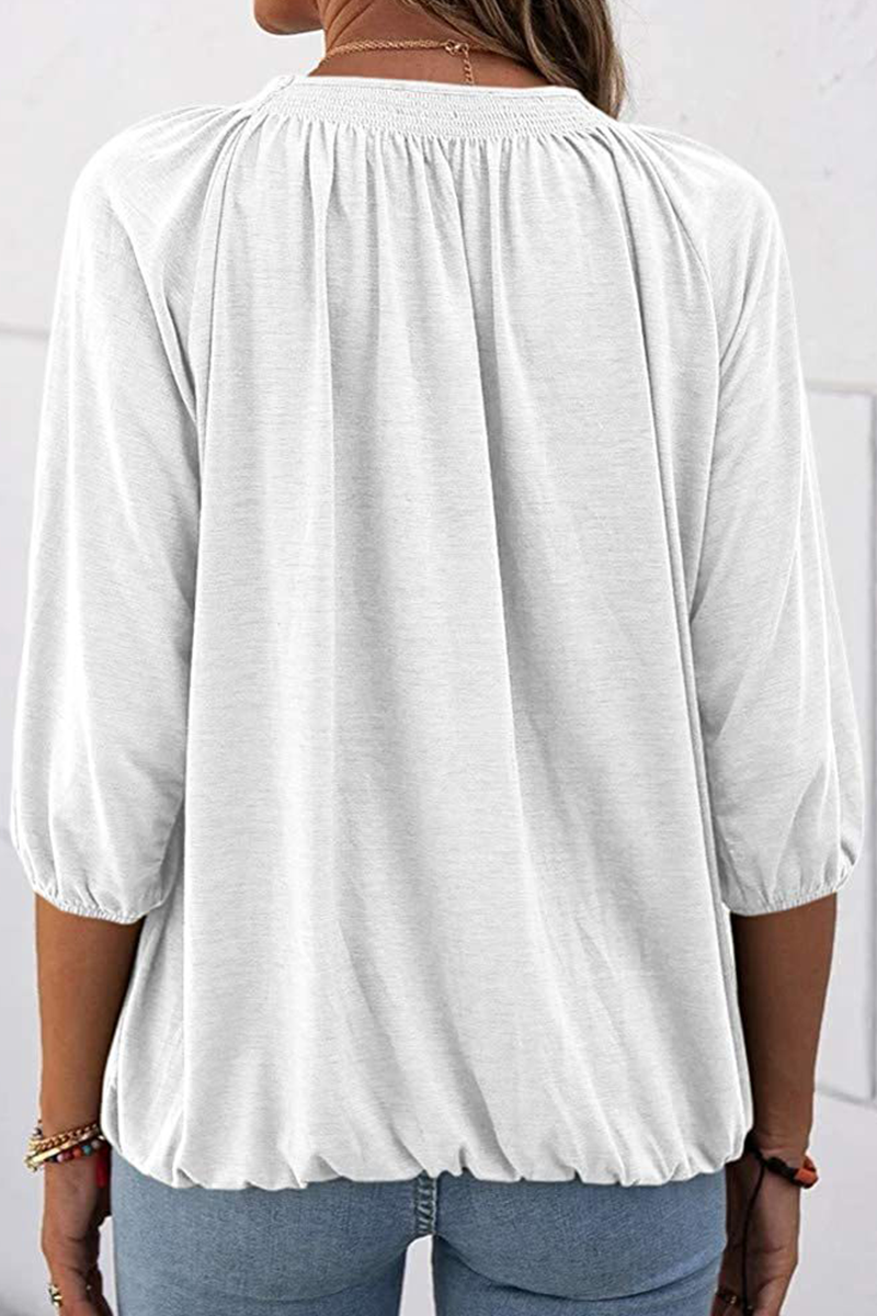 Casual Solid Split Joint O Neck Tops(7 colors)