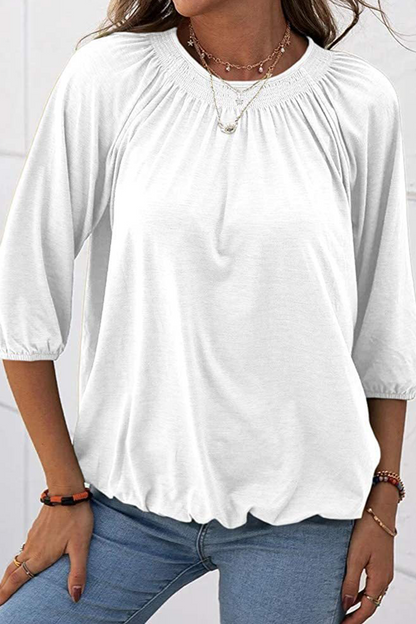 Casual Solid Split Joint O Neck Tops(7 colors)