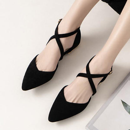 Women's Fashion Pointed Toe Cross Strap Flat Shoes 03832363C