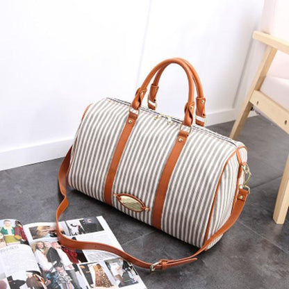 Canvas Stripe Large Capacity High-end Luggage Storage Bag Travel Bag