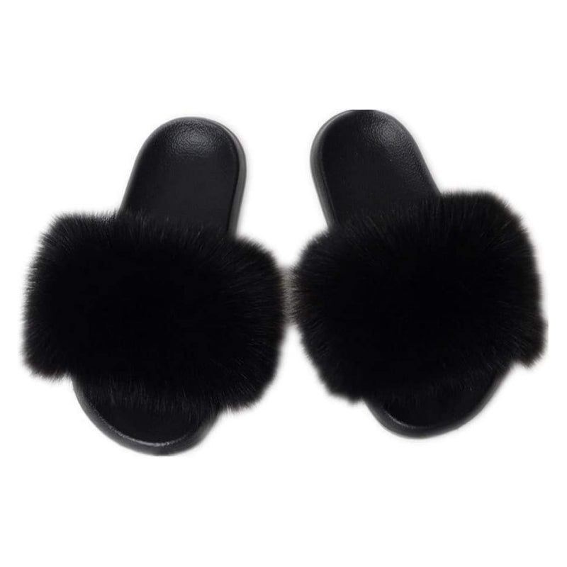 Women's Faux Fur Decor Flat Slippers