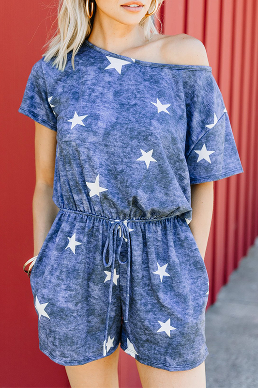 Casual Street The stars Pocket Frenulum O Neck Jumpsuits(5 colors)