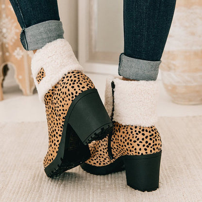 Women Thick Heel Flocking Boots