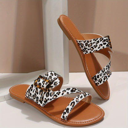 Leopard Print Flat Slippers: Comfortable Outdoor Shoes for Women