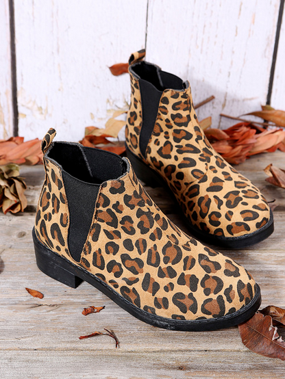 Suede Leopard Print Boots