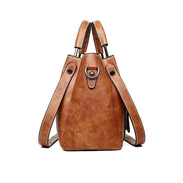 Large Capacity Retro Buckle Bucket Shoulder Bag