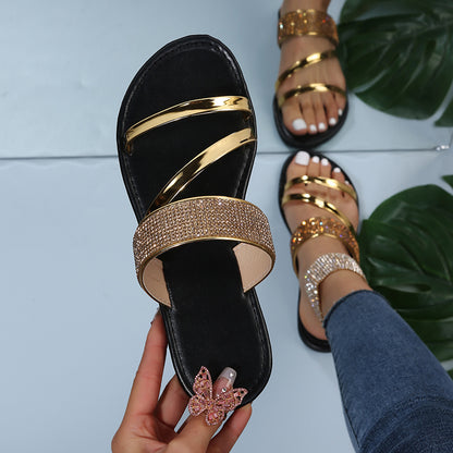 Women's Rhinestone Flat Slippers