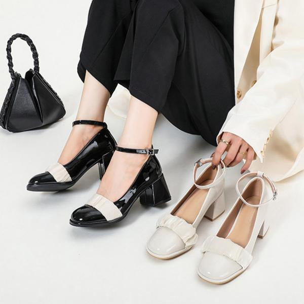 Women's Elegant Mesh Round Toe Thick Heel Mary Jane 25125933C